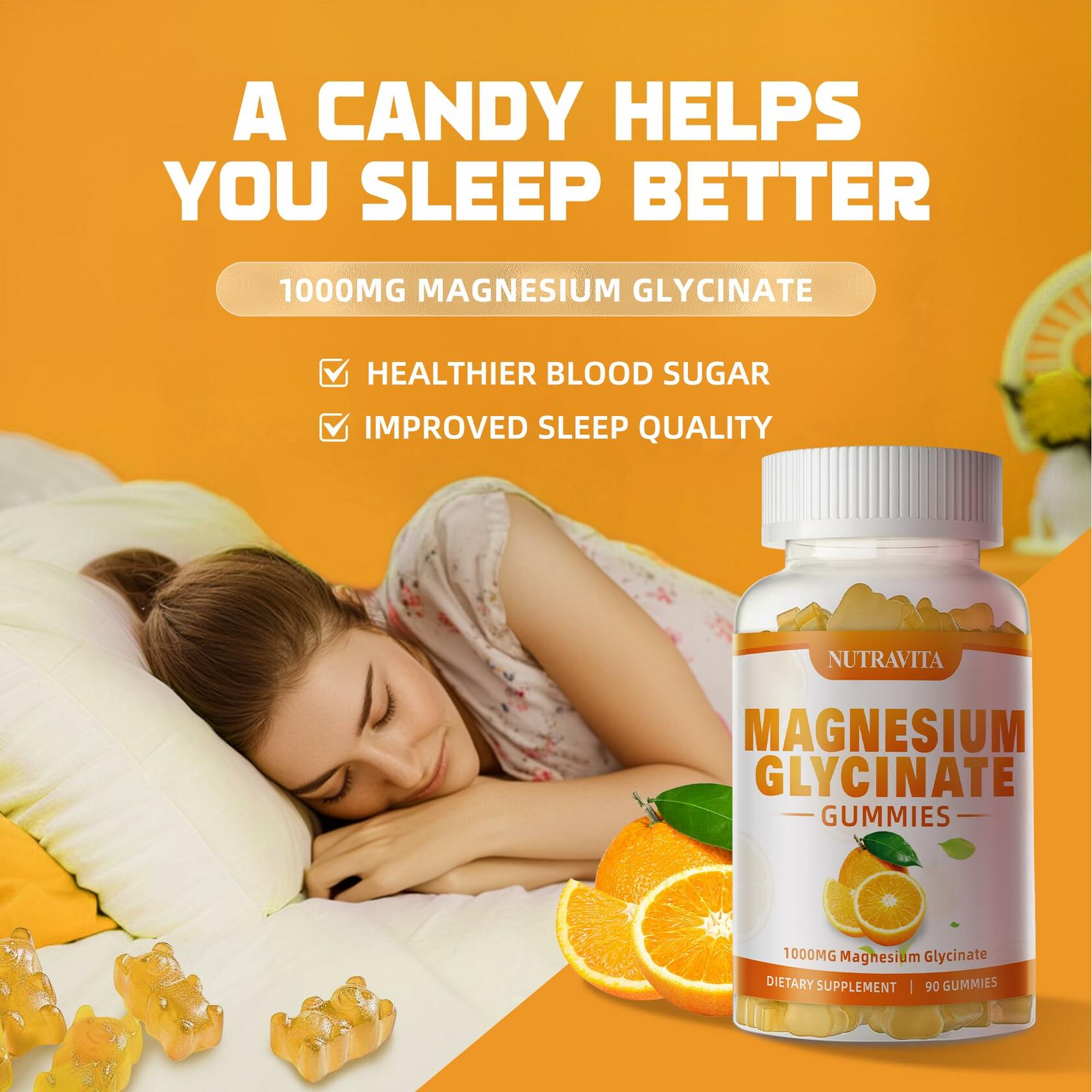 BESTBY09/26 Nutravita Magnesium Glycinate Gummies 1000mg L-Threonate VitD B6