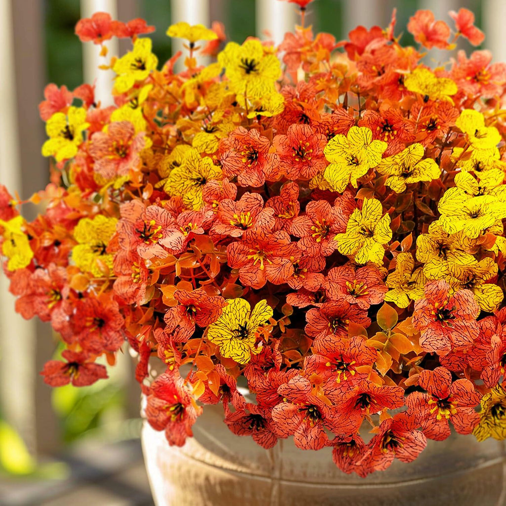 Guagb 12 Bundles Artificial Fall Flowers Faux Mums Silk Orange Yellow