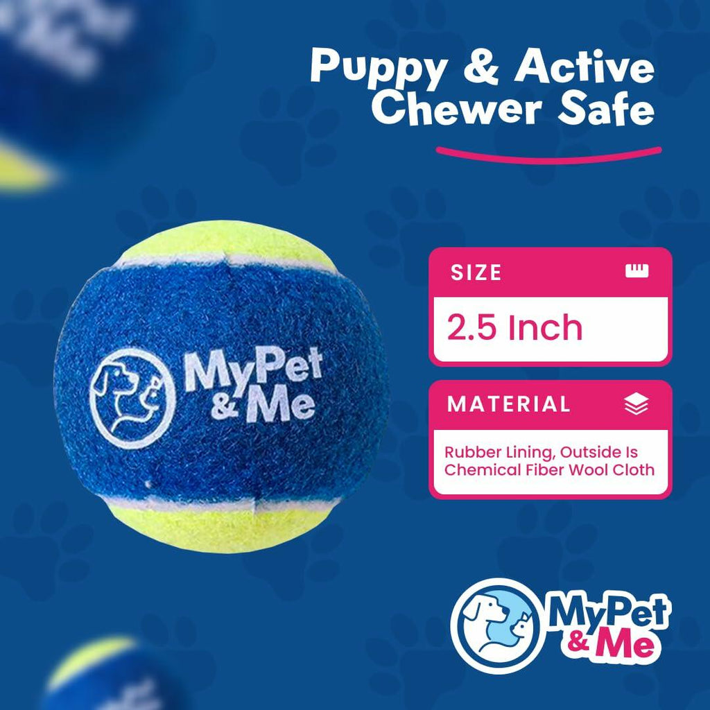 My Pet & Me Dog Tennis Balls 2.5-Inch Soft Lightweight Indoor Outdoor 3 Pack
