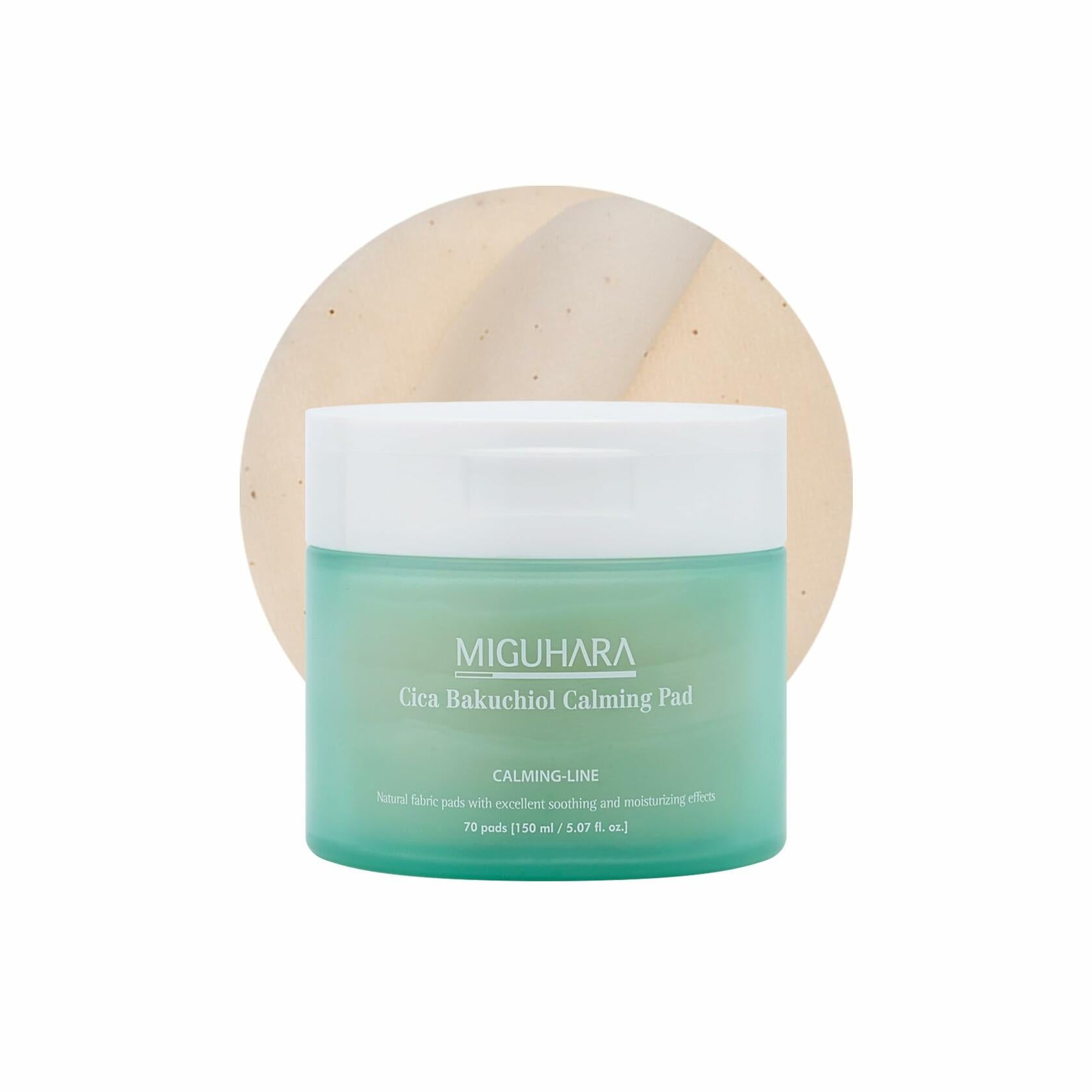 best by 02/2027 MIGUHARA Cica Bakuchiol Calming Pad Korean Skincare Toner Pad 70