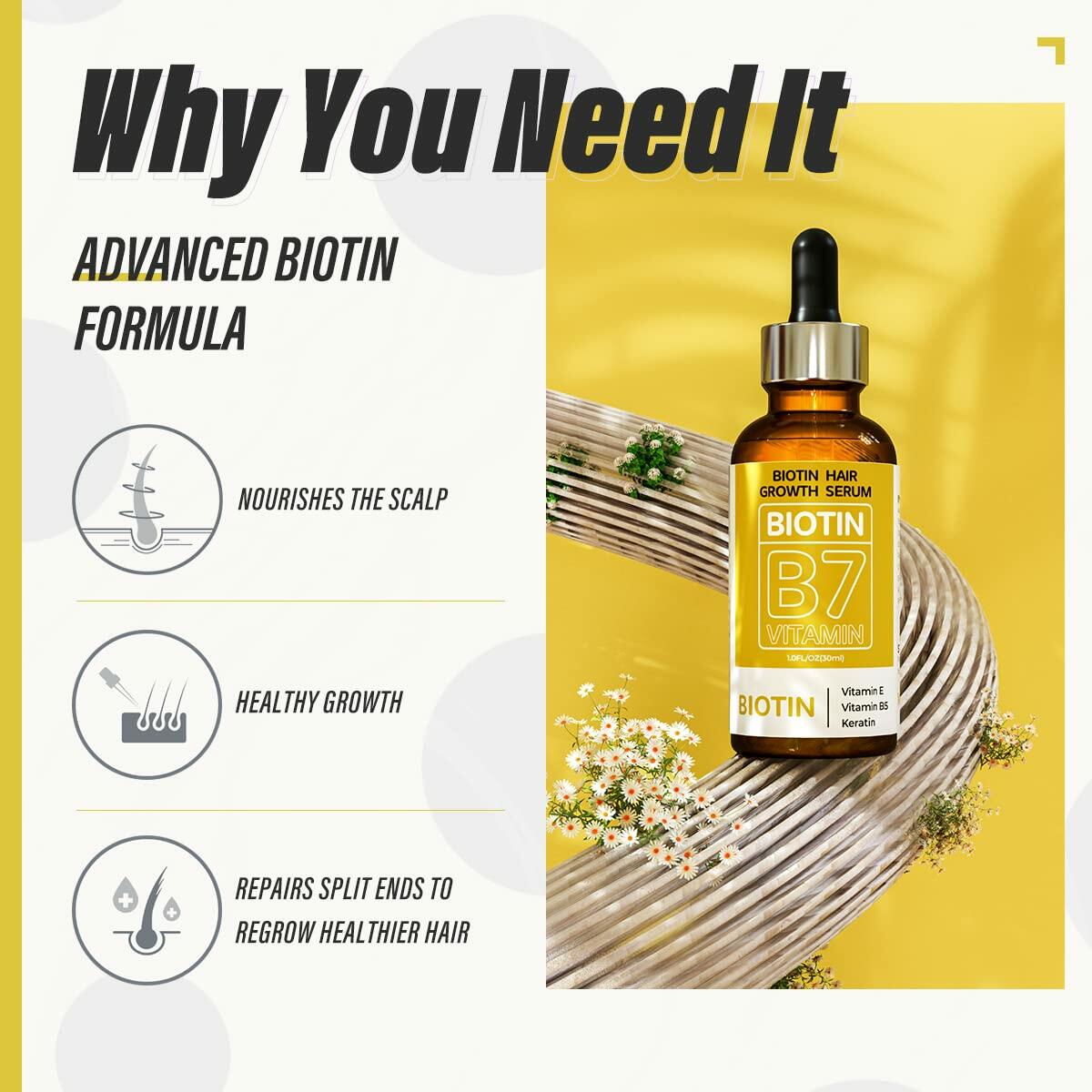 BEST BY 03/12/2027 HOPEMATE Biotin Hair Growth Serum 3.21oz Natural Ingredients