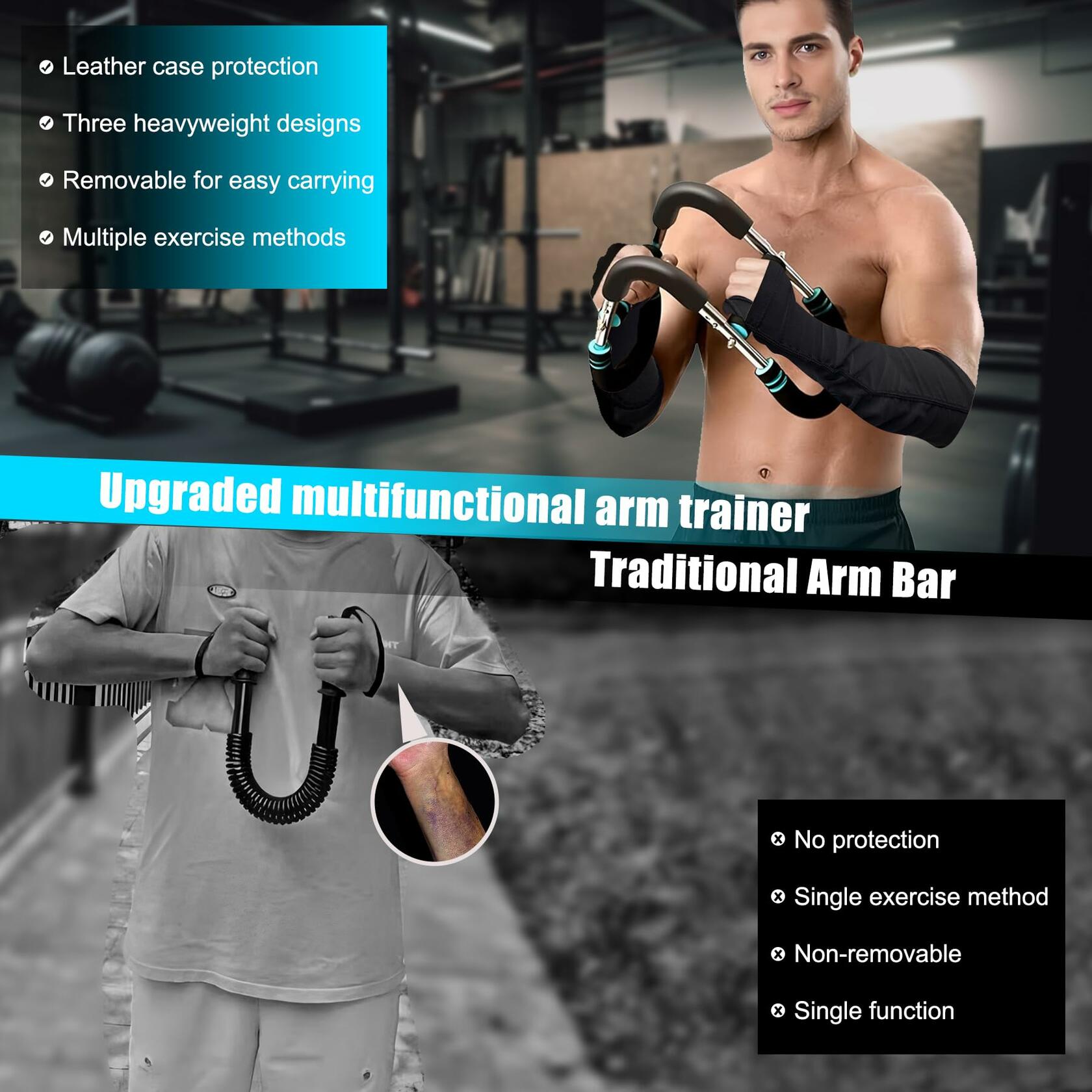 CNEYSID Twister Arm Trainer 6 Levels 60-110 lbs Stainless Steel Black