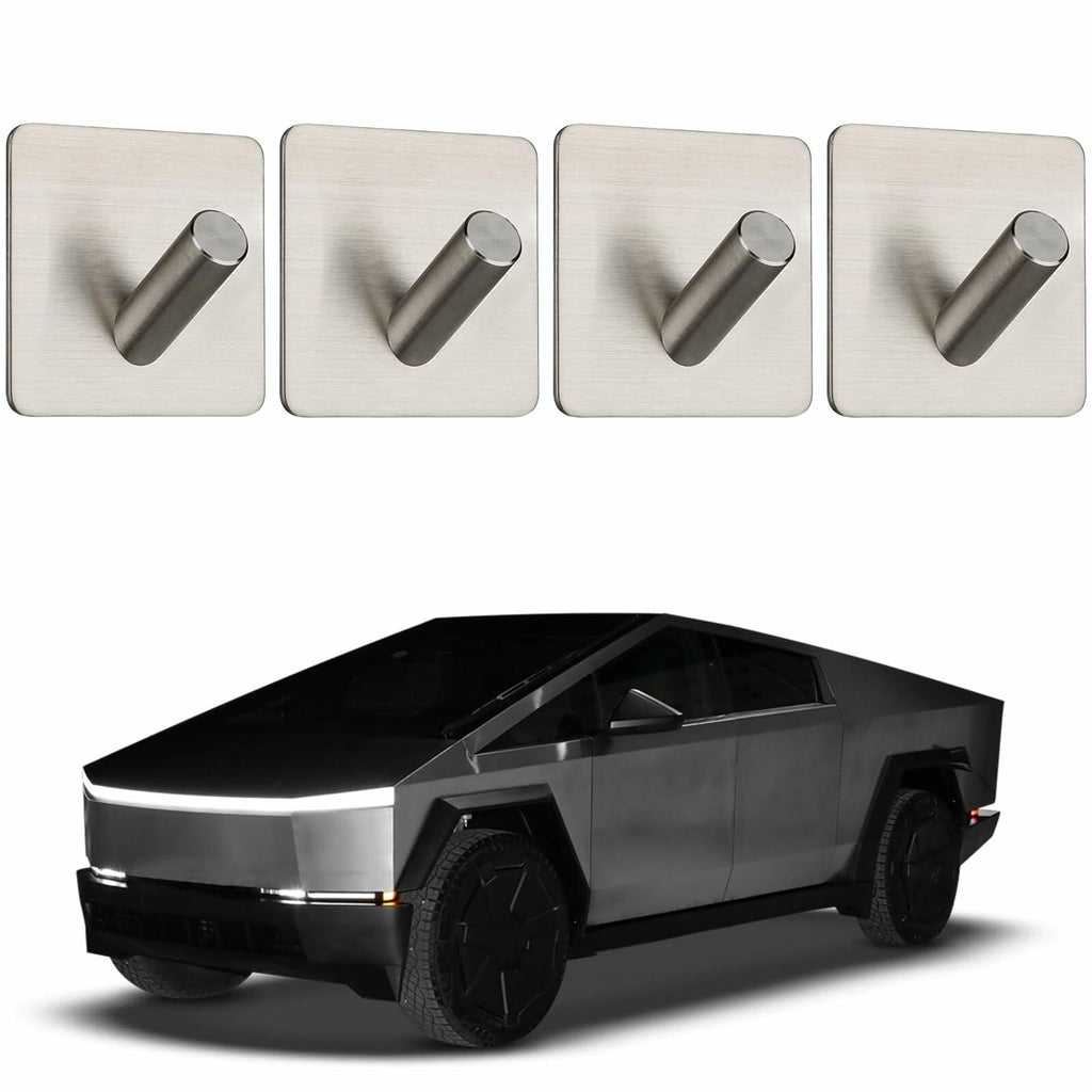 TSTESE 4PCS Stainless Steel Trunk Hooks for Tesla Cybertruck 2024-2025 Silver