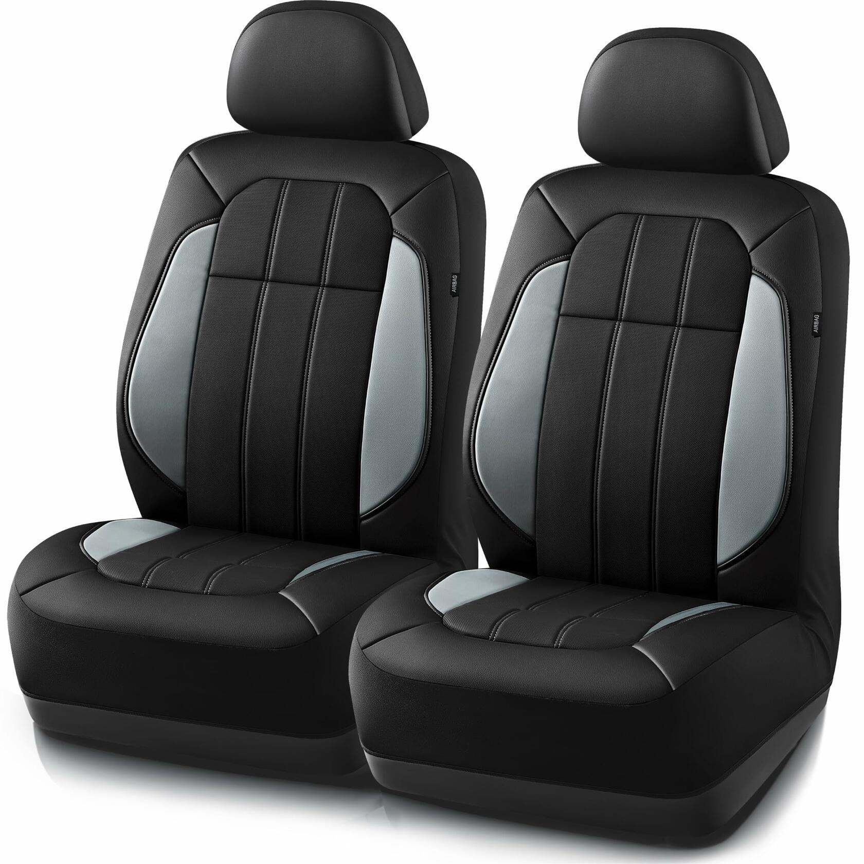 Road Comforts Breathable Leather Car Seat Covers Front Seats Airbag Safe Gray