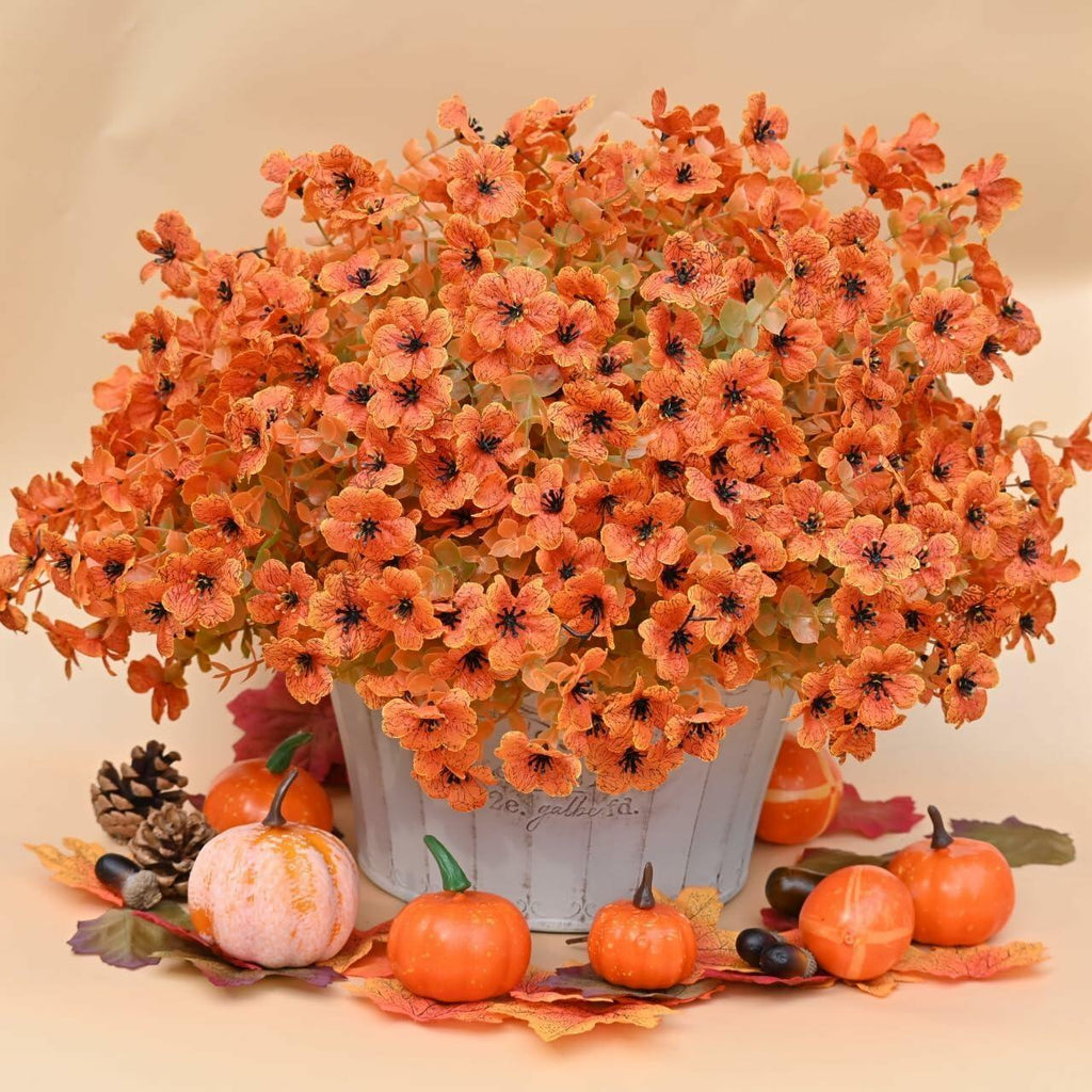 NAWEIDA Artificial Fall Flowers 12 Bundles Daisy Eucalyptus UV Resistant