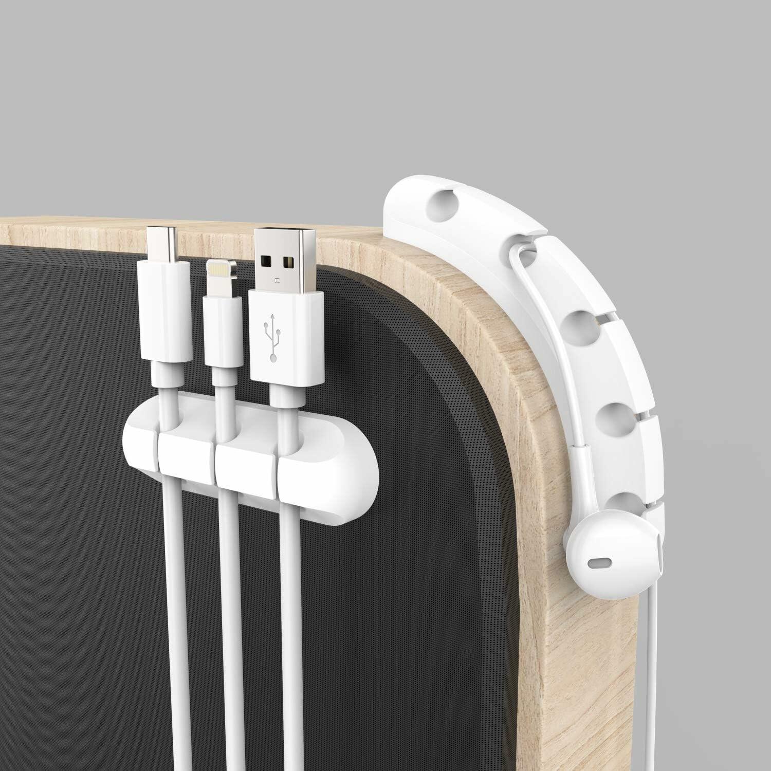 INCHOR Cord Organizer White Silicone 3-Pack Cable Clips (7,5,3 Slots)