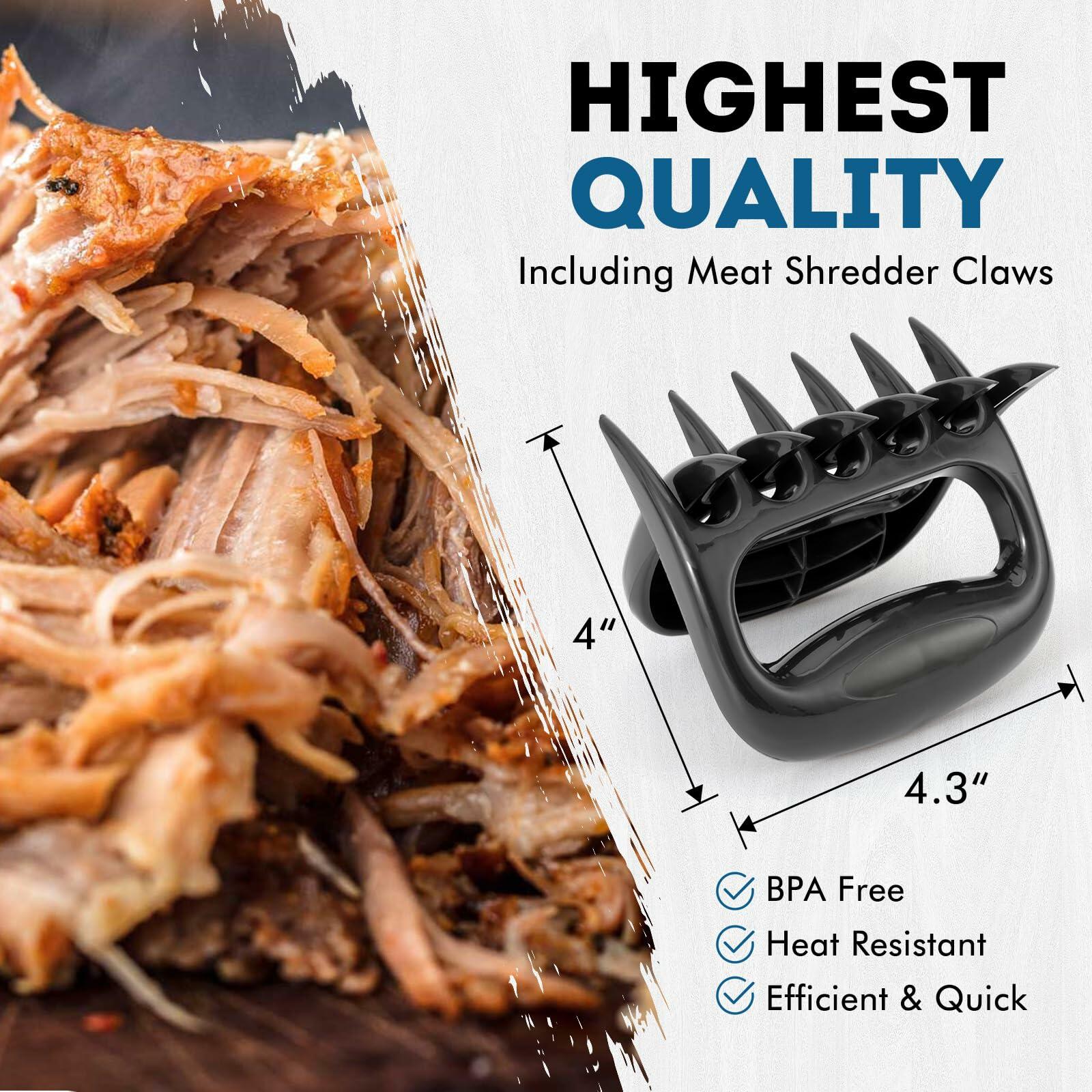 Glesalw Silicone Griddle Tool Mat & Meat Shredder Claws BBQ Set Orange