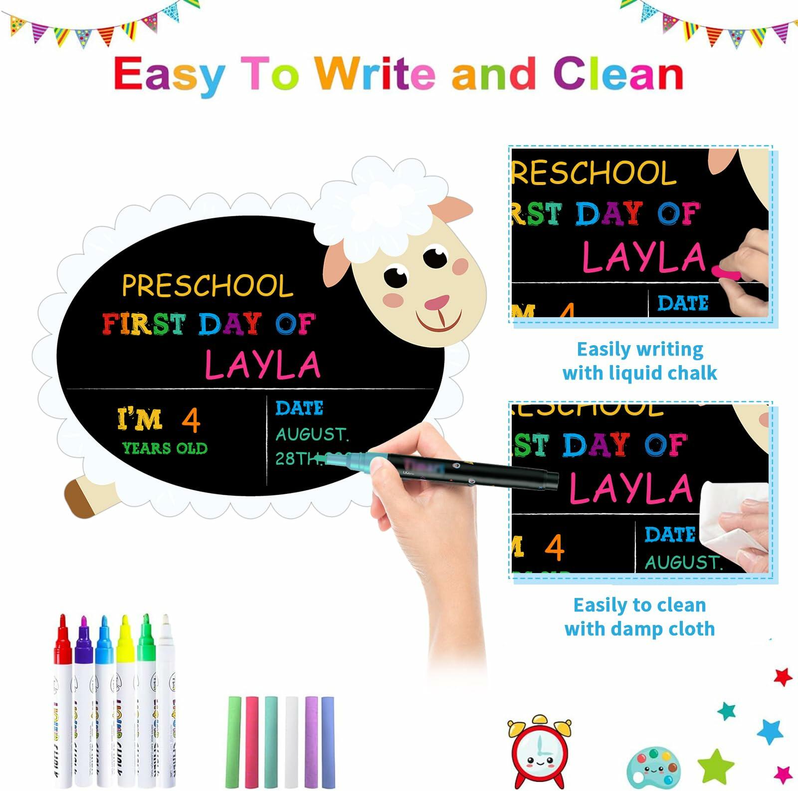 GROWTHMAGIC First Day of School Sign Sheep Shape Chalkboard 14x11 PVC