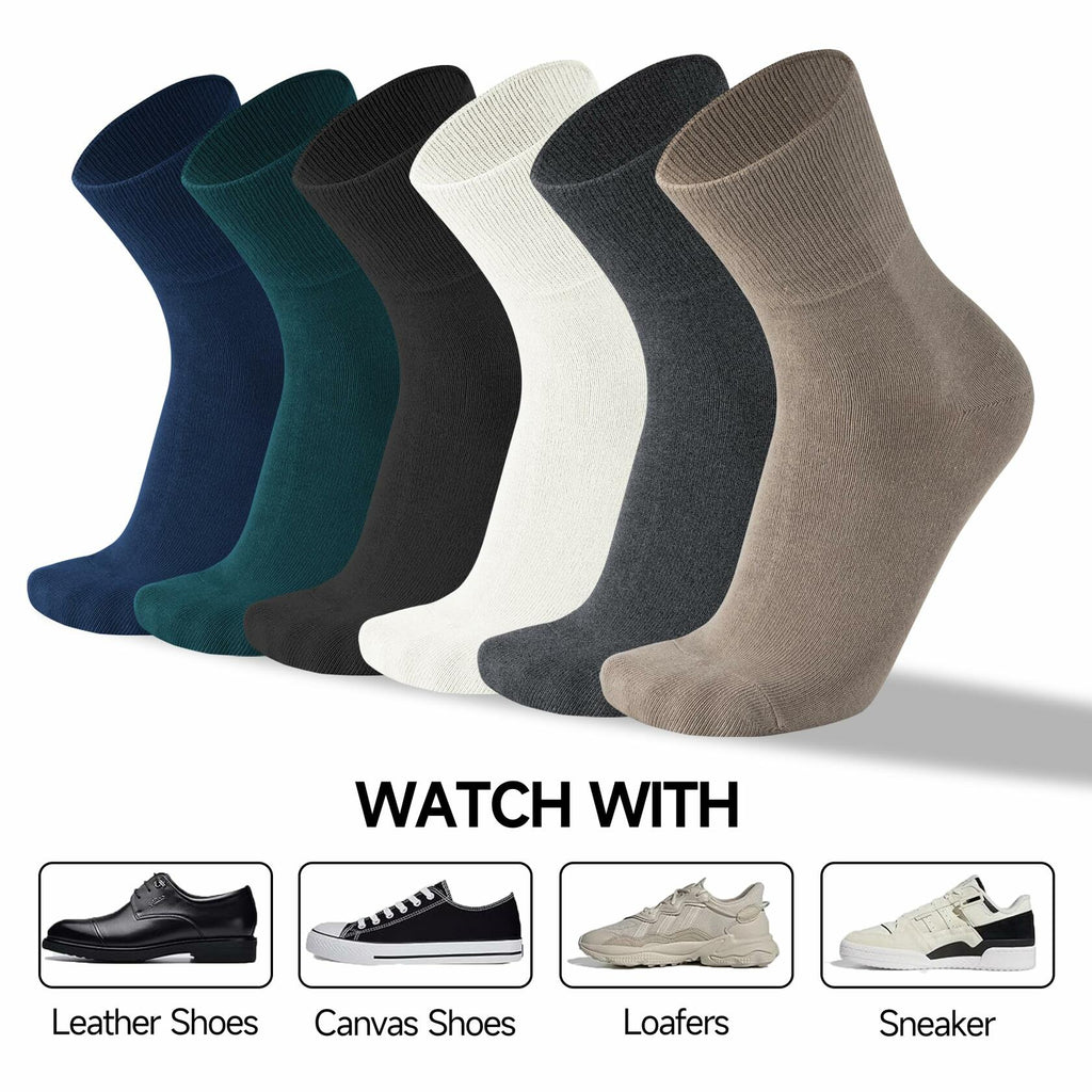 HENNY RUE Men's Cotton Crew & Mid-Crew Socks Casual Mixed Color Size 6-10