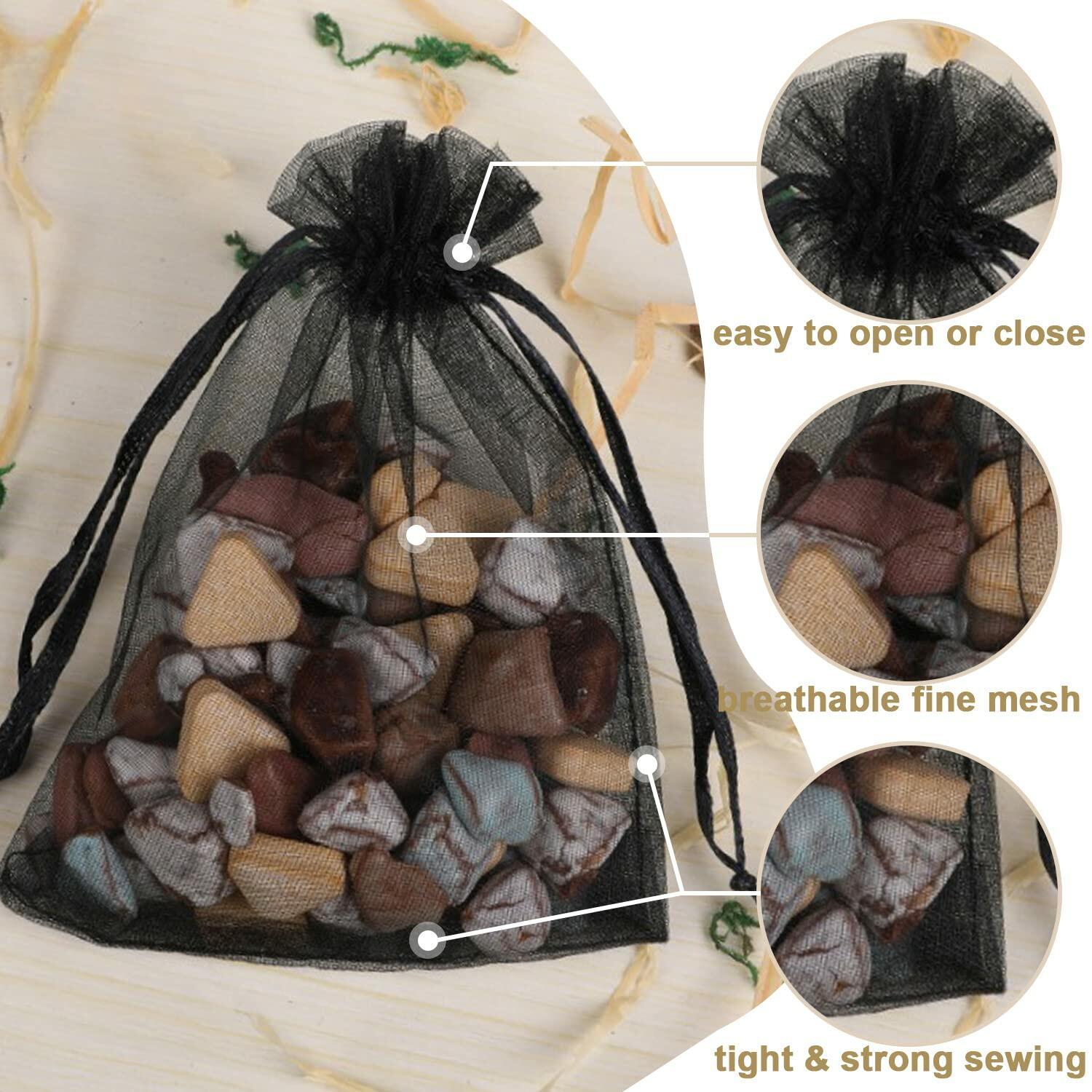 Ableme Deco Purple Organza Drawstring Bags 3x4 Inch 100 Pcs
