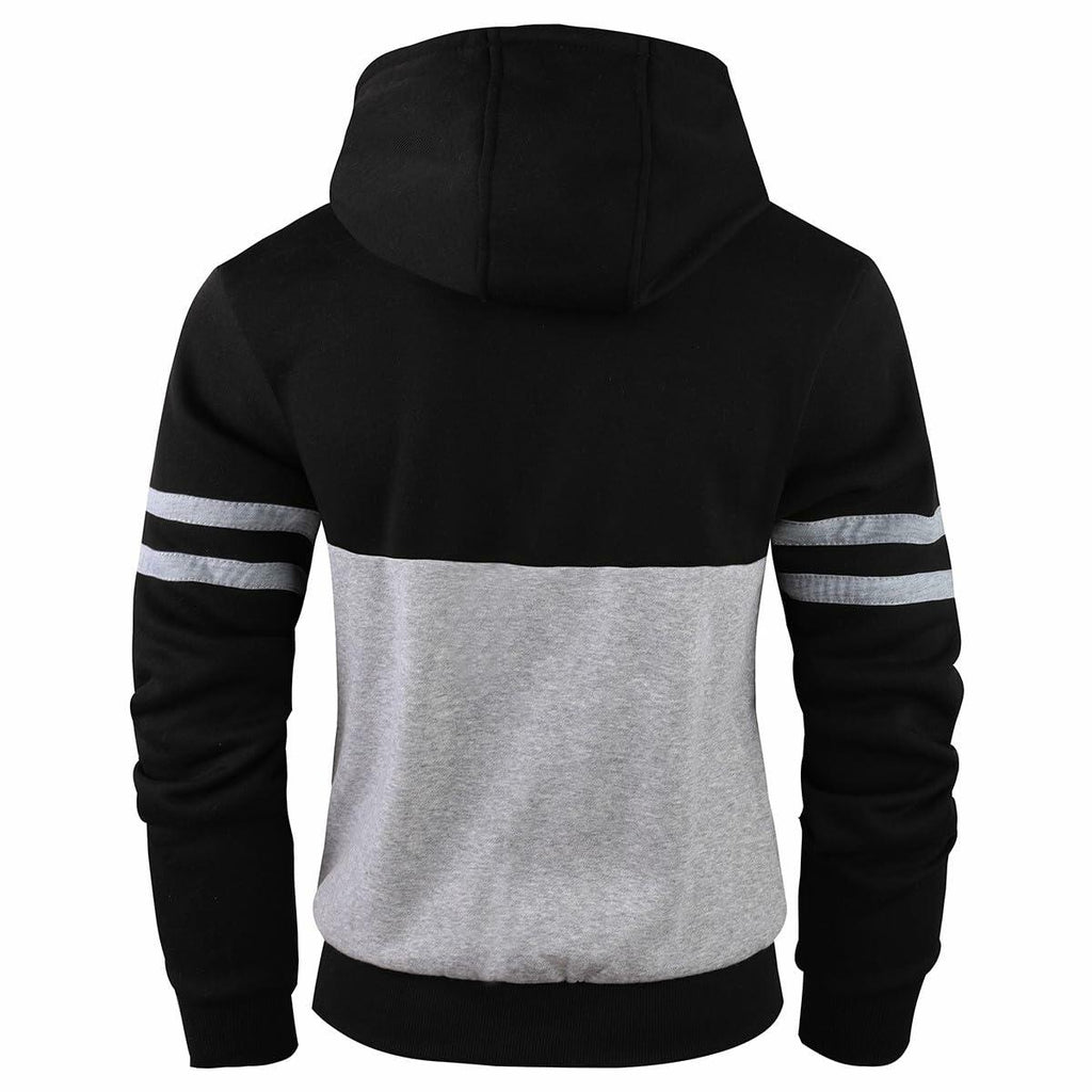 OHSNMAKSL Men's Full Zip Fleece Hoodie Jacket Black/Gray Size XL