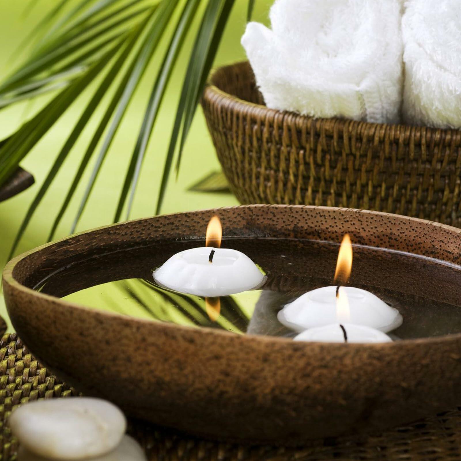 JEQUD 20 Pcs Floating Candles 1.5 Inch Unscented White Warm Tealights