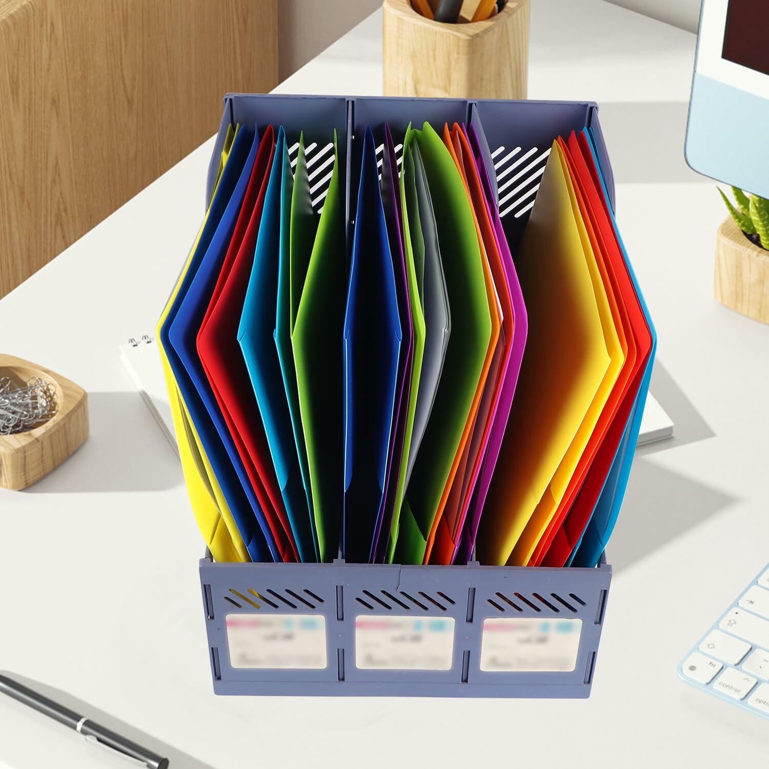 Aipker Plastic Folder with Pockets 3-Hole Punched 7 Pack Assorted Colors