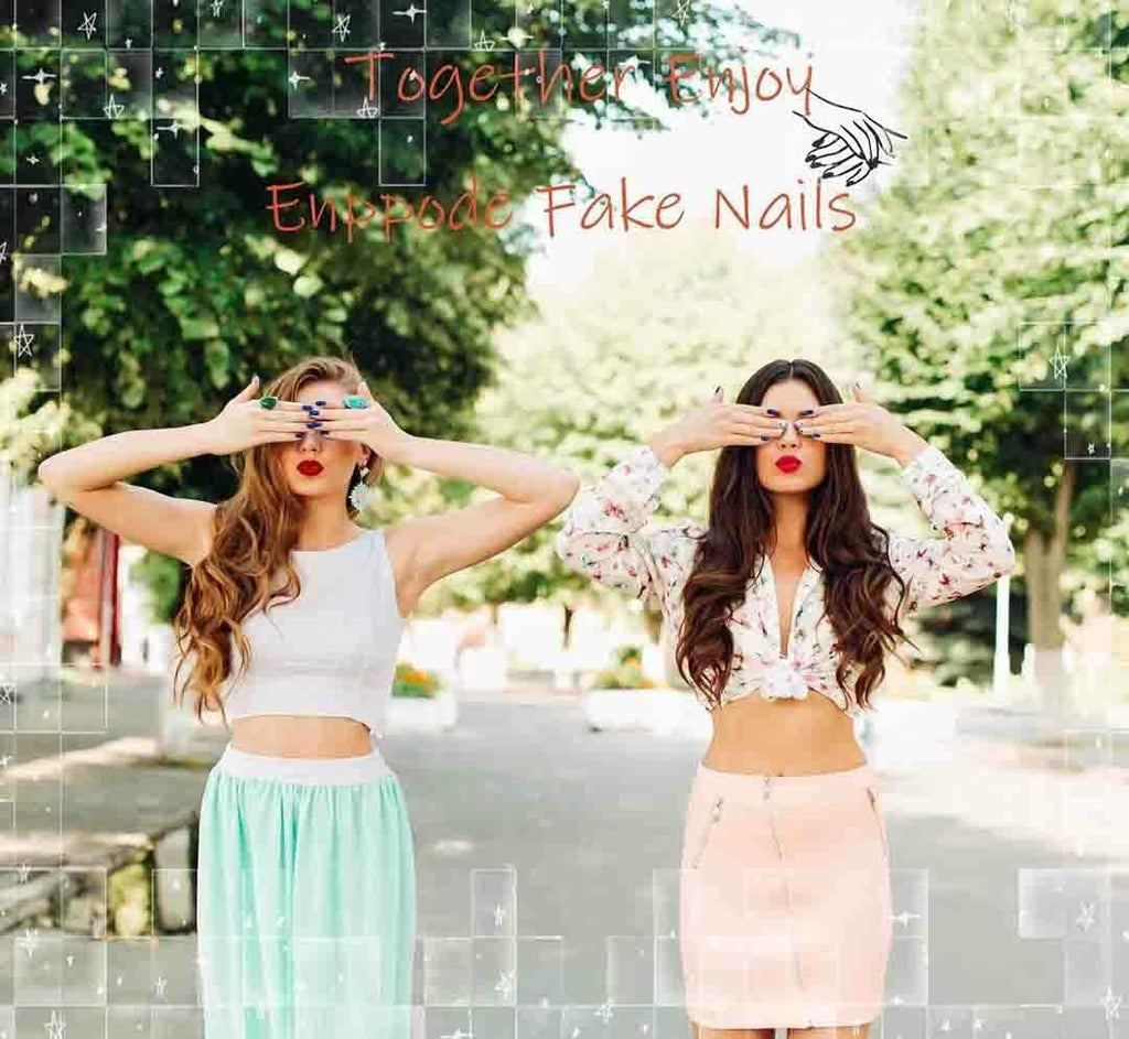 Enppode French Tip Almond Acrylic Press On Nails Medium White 24 Pcs