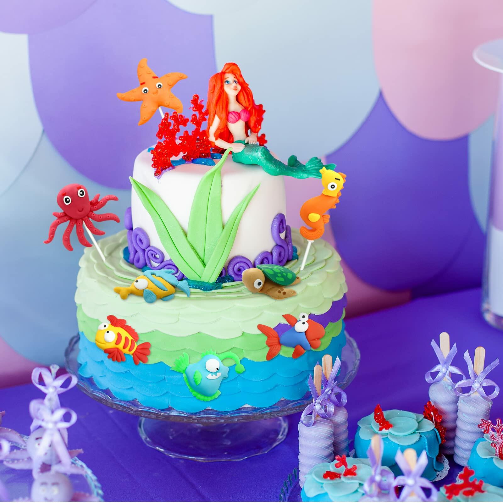 Yulejo 10 Pcs Dinosaur Cake Toppers Clay Jungle Safari Party Decor 2-3in