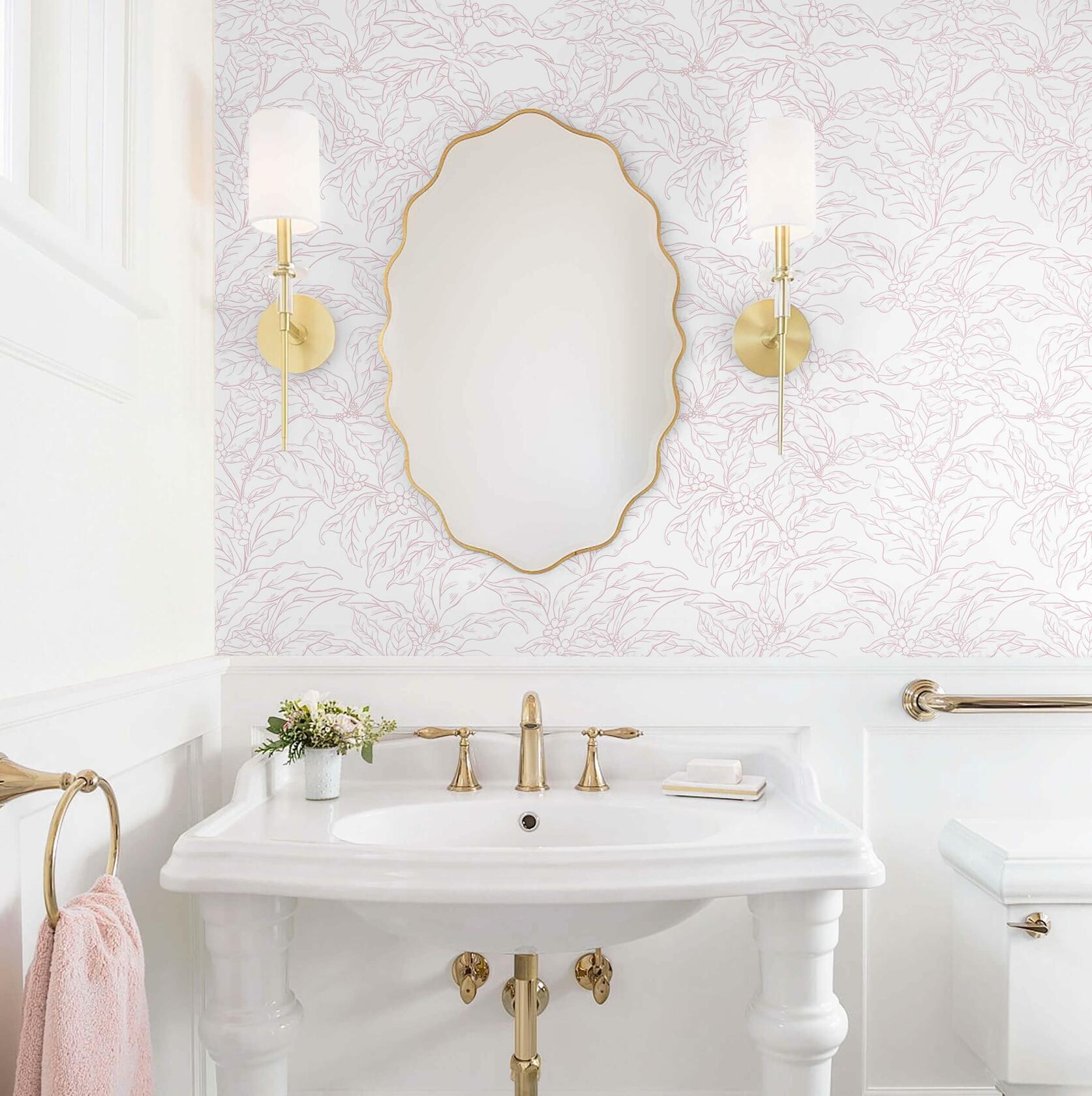 Heroad Boho Floral Peel & Stick Wallpaper Pink White 17.3x78.7in Vinyl