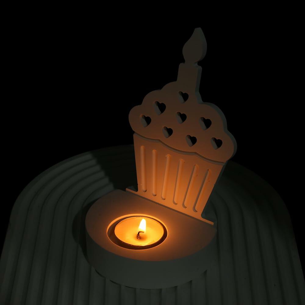 DIY Heart Cake Tea Light Candle Holder Silicone Mold for Resin Craft