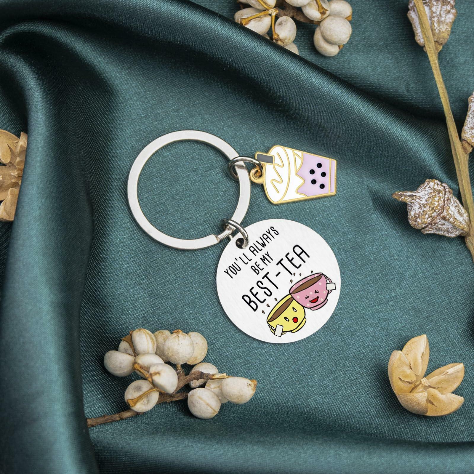 WXCATIM Best Friend Keychain Funny Friendship Gift Small Silver