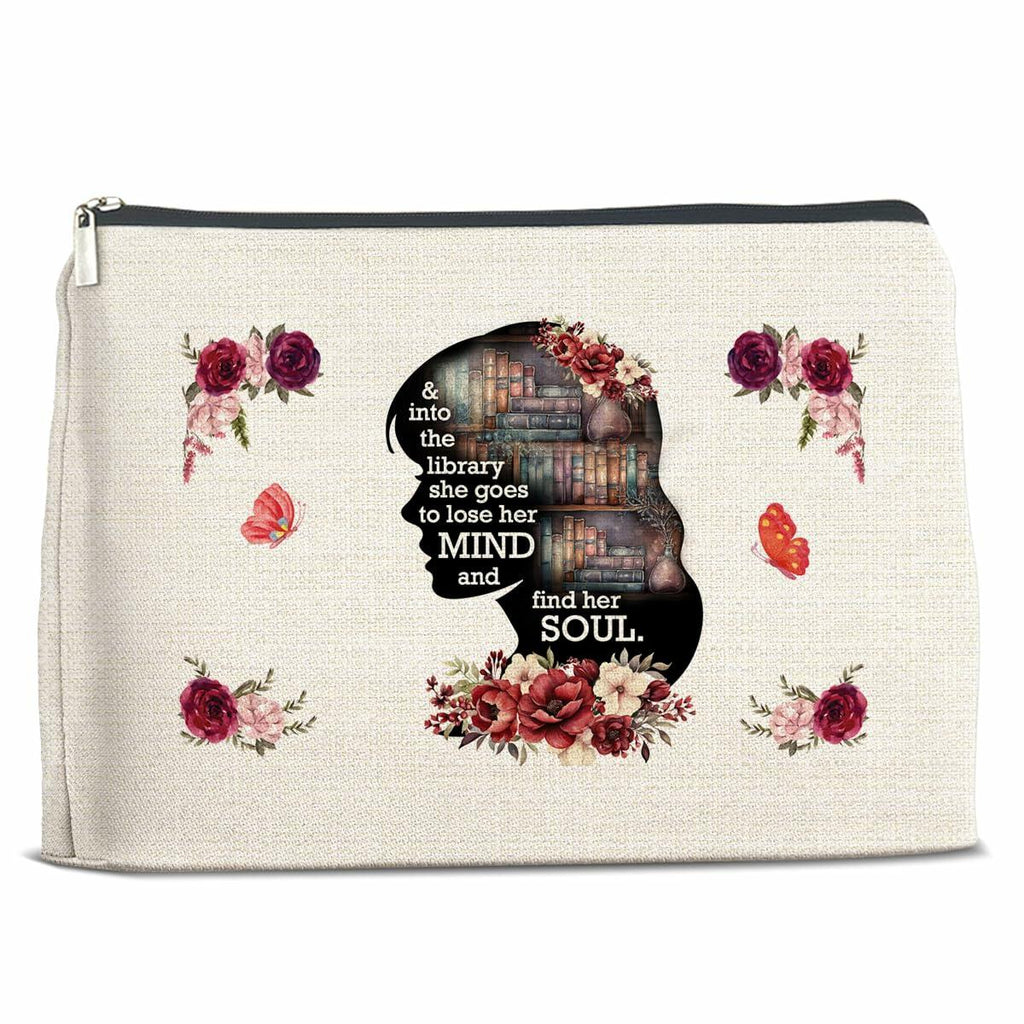 Soiceu Makeup Bag for Librarians Book Lovers Cosmetic Pouch Polychrome