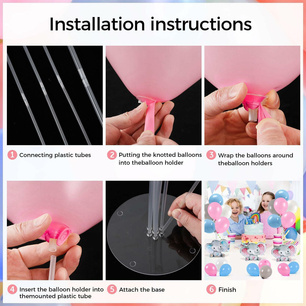 12 Sets Baby Shower Balloon Stand Kit Gender Reveal Pink Blue Table Decor
