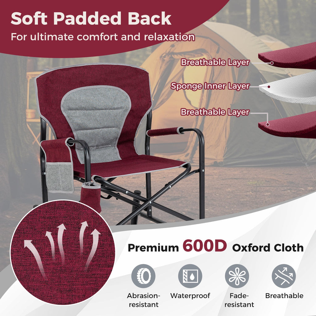 Outdoor Rocker Camping Chair with Dual Springs and Padded Back