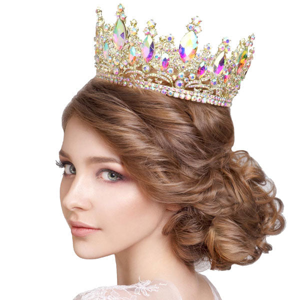 Oval Stone Accented Pageant Crown Tiara