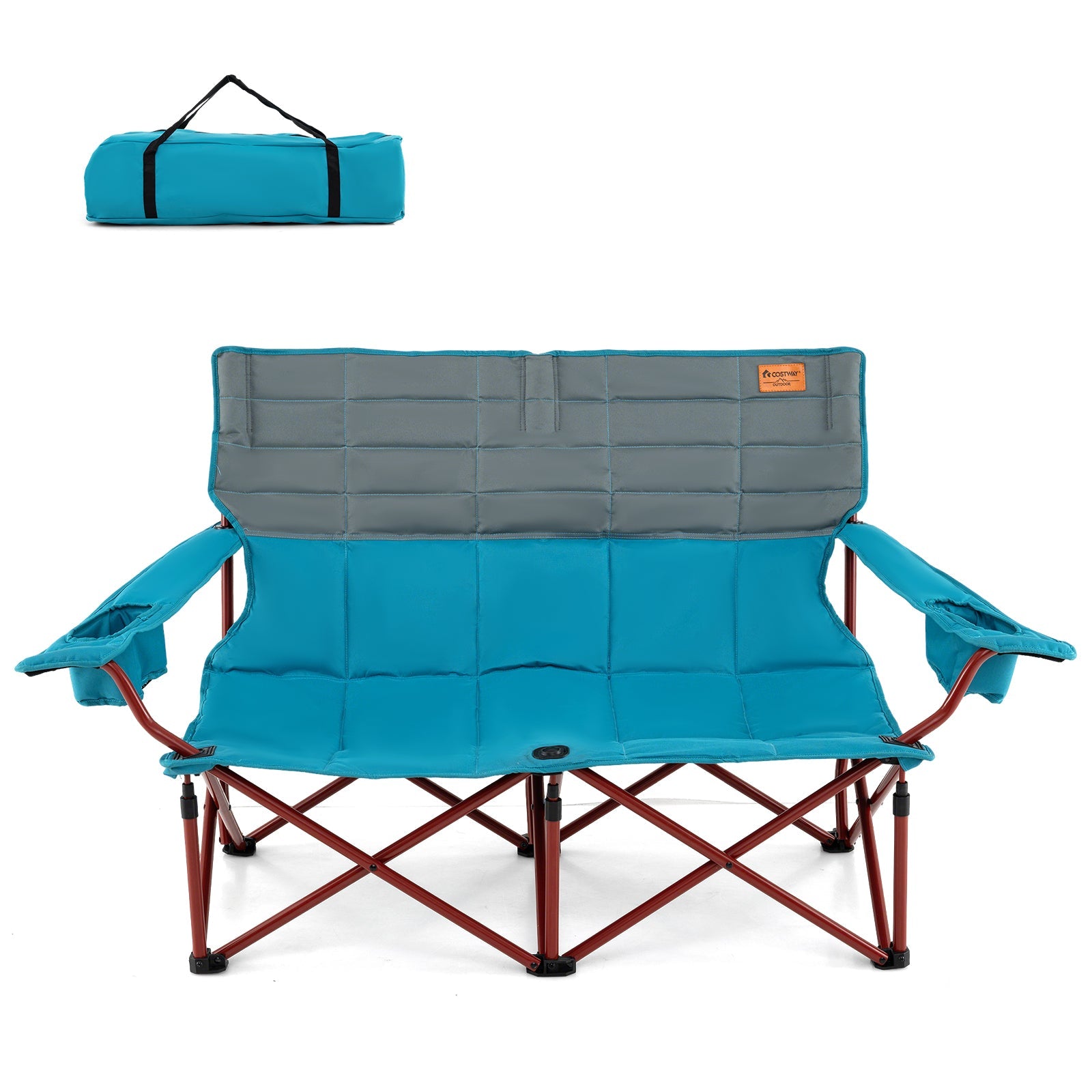 Oversized Camping Chair Folding Loveseat Camping Couch with Cup Holders & Thick Padding