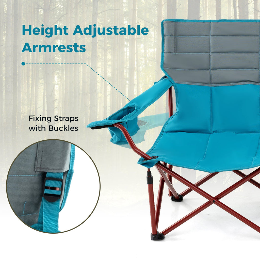 Oversized Camping Chair Folding Loveseat Camping Couch with Cup Holders & Thick Padding