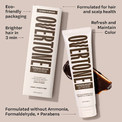 Overtone Espresso Brown Daily Conditioner Semi - Permanent Hair Color 4.5oz - New - PhishStones Products
