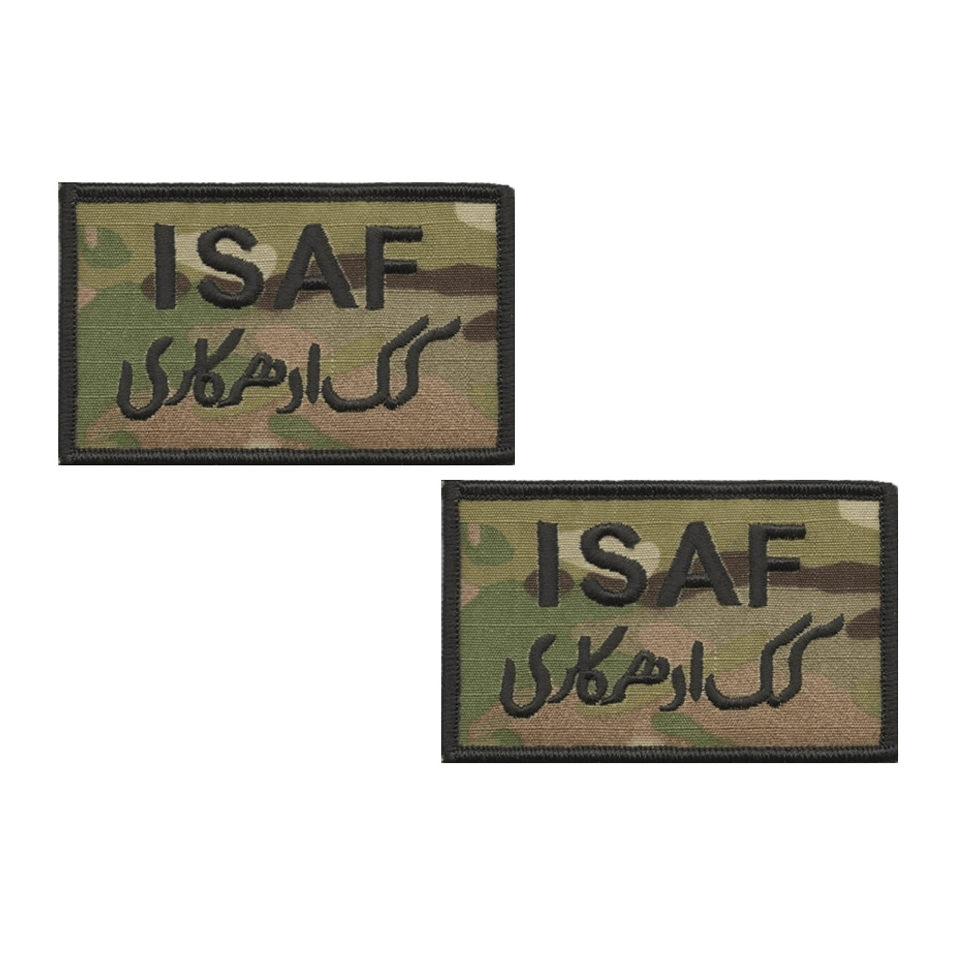 US Army International Security Assistance Force ISAF with Black Border OCP Patch with Hook Fastener (pair)