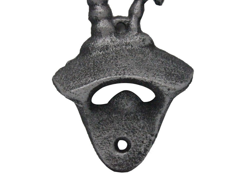 Rustic Silver Cast Iron Wall Mounted Palmtree Bottle Opener 6""