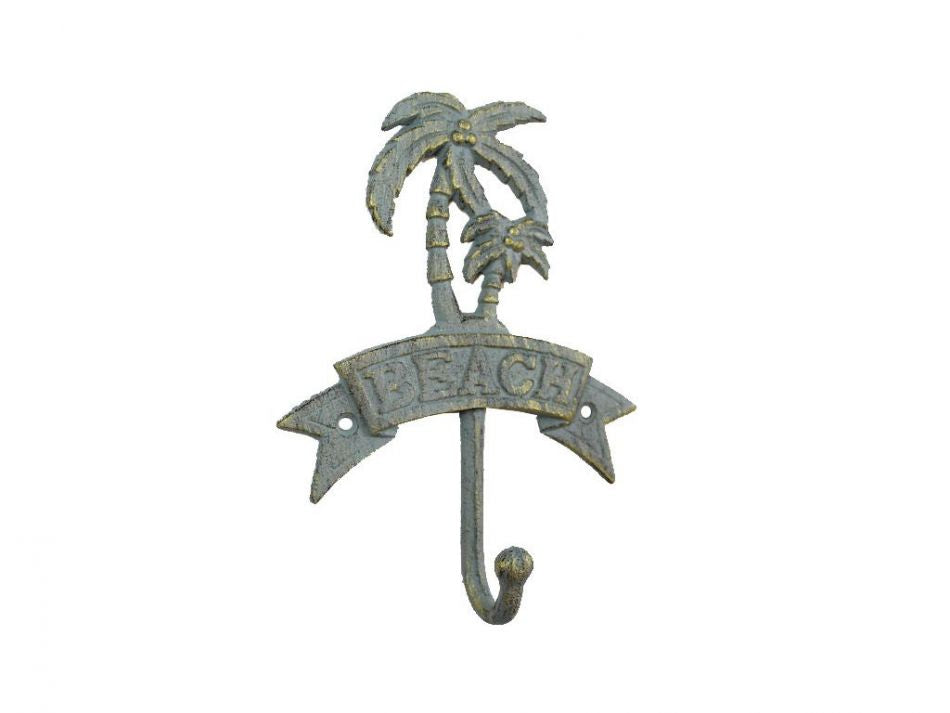 Antique Seaworn Bronze Cast Iron Palm Tree Beach Hook 8""