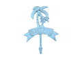 Rustic Light Blue Whitewashed Cast Iron Palm Tree Beach Hook 8""