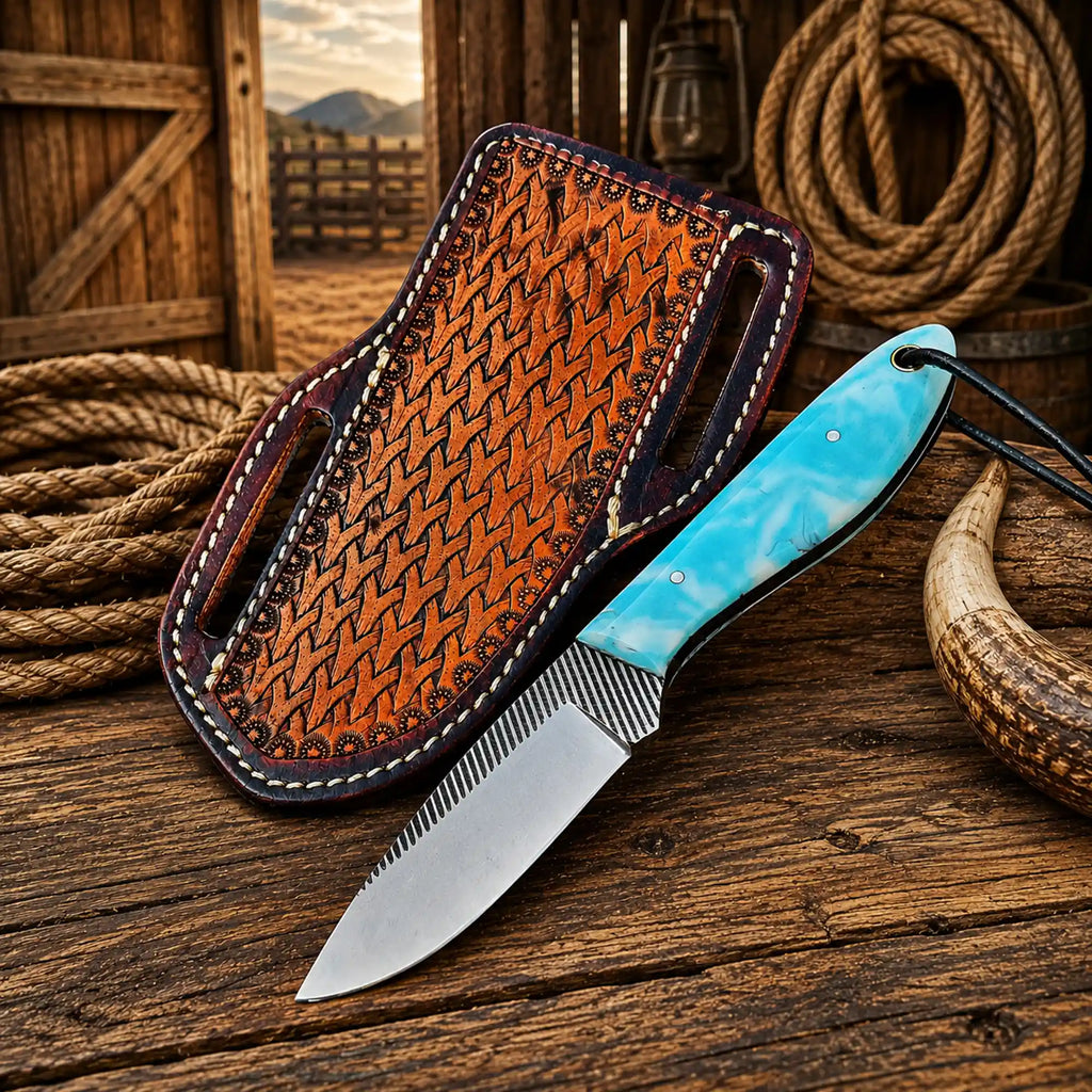 Pancake Belt Sheath Knife – 3.75" Rasp Steel Resin Handle - PhishStones Products