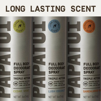 Papatui Men's Long - Lasting Odor Protection Body Deodorant Spray Lush Coconut 5oz - Imperfect Container - PhishStones Products