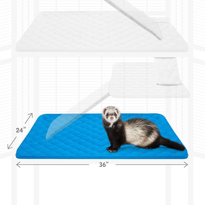 Paw Inspired Fitted Fleece Liner for Ferret Nation, Critter Nation Cage for Ferrets, Rats, Chinchillas, Hedgehogs & Other Small Animals (Blue, Bottom Pan Liner) - PhishStones Products