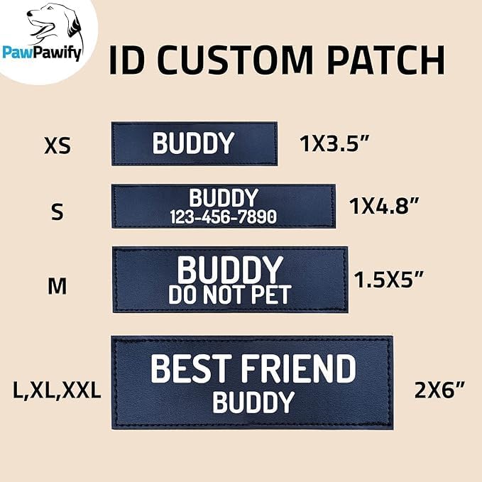 PawPawify Custom No Pull Dog Harness with Name and Phone Number, Heavy Duty Personalized Pet Vest to Prevent Tugging, Pulling, or Choking, Training and Walking (New Black, S (10 - 19LBS)) - PhishStones Products