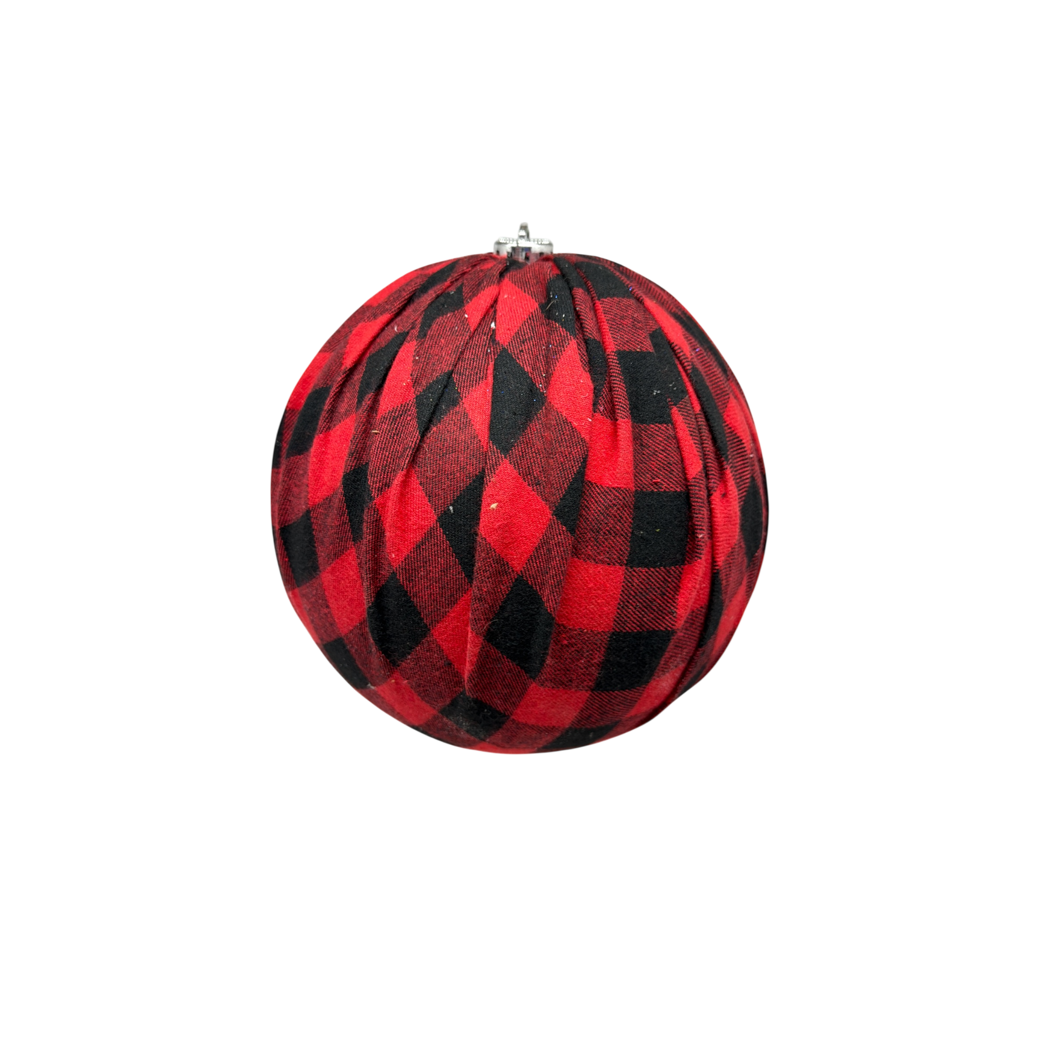 9"   Shatterproof Buffalo Plaid Fabric Wrapped Ball Ornament