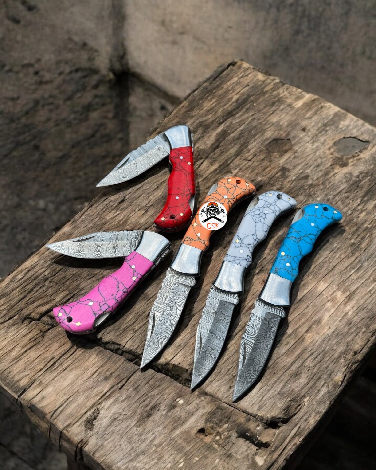 Personalized Damascus Steel Pocket Knife with Damascus Folding Knife - Custom Father Day Gift Knife - PhishStones Products