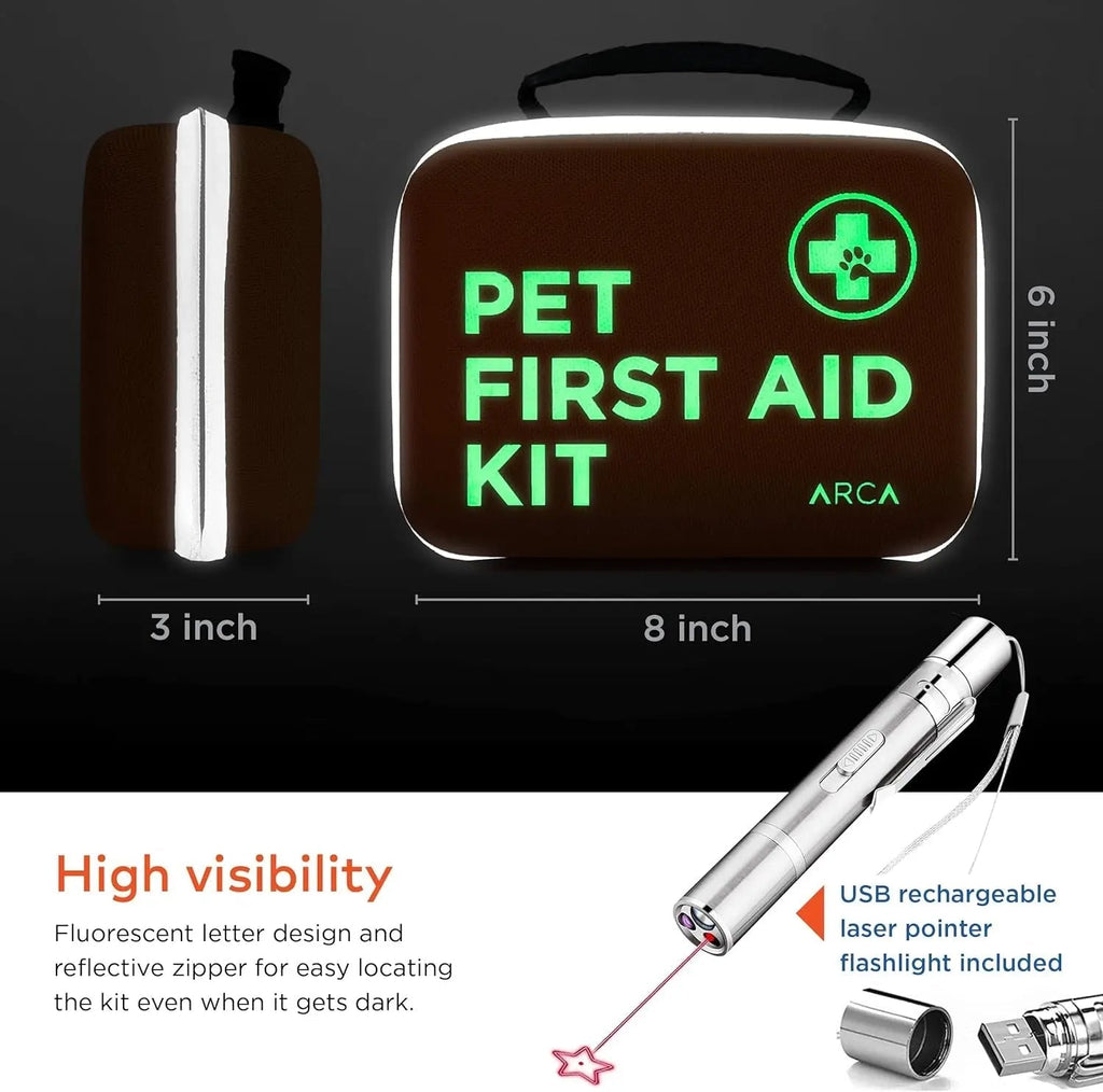 Pet First Aid Kit for Dogs & Cats with Thermometer, Tick Remover & Manual - PhishStones Products