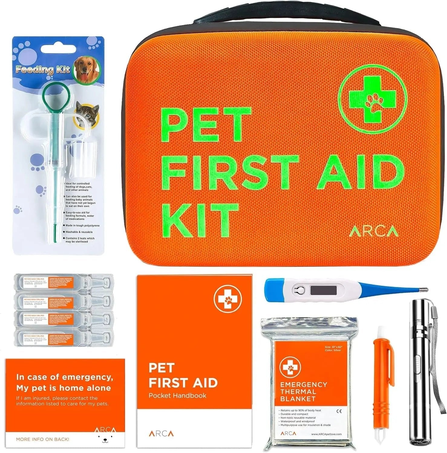 Pet First Aid Kit for Dogs & Cats with Thermometer, Tick Remover & Manual - PhishStones Products