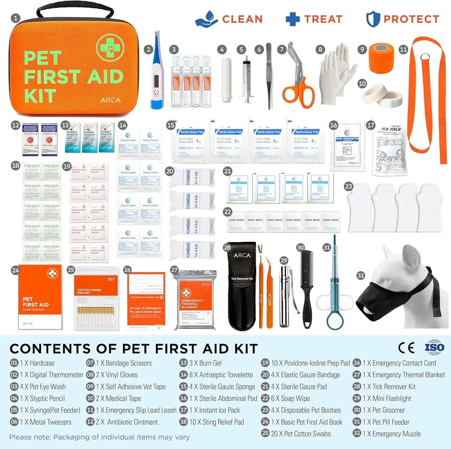 Pet First Aid Kit for Dogs & Cats with Thermometer, Tick Remover & Manual - PhishStones Products