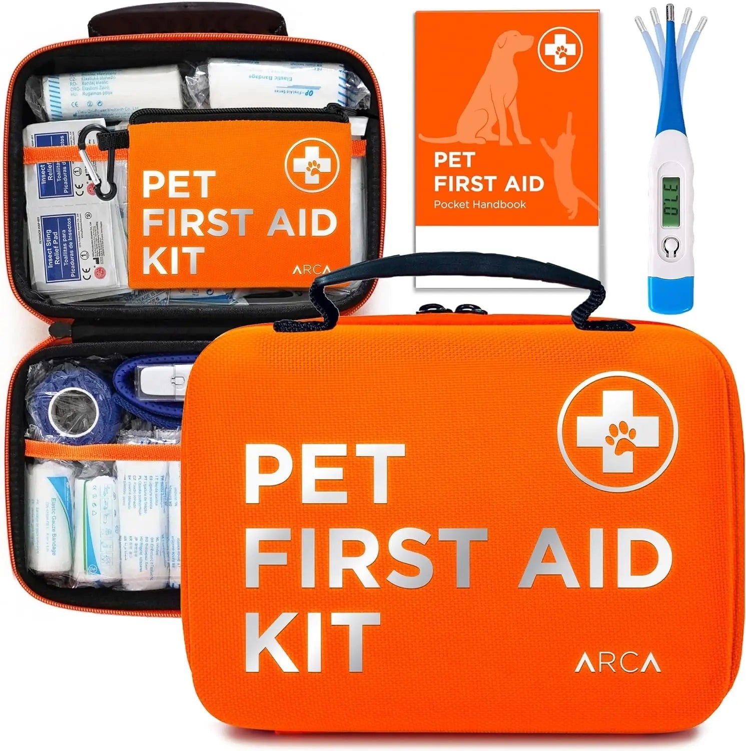 Pet First Aid Kit for Dogs & Cats with Thermometer, Tick Remover & Manual - PhishStones Products