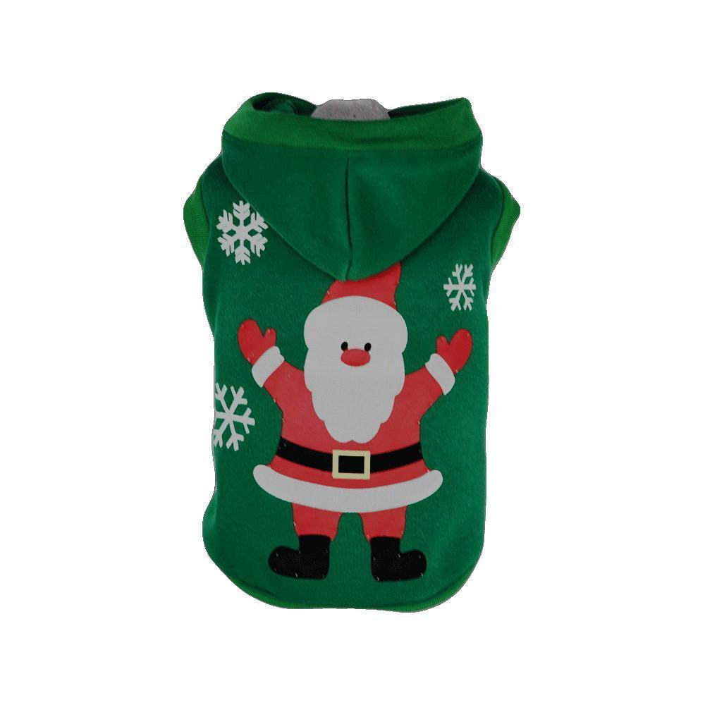 Pet Life ® LED Lighting 'Hands-Up-Santa' Hooded Dog Costume Sweater w/ Included Batteries