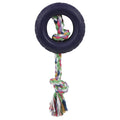 Pet Life ® Rubberized Chew Jute Rope and Tire Pet Dog Toy