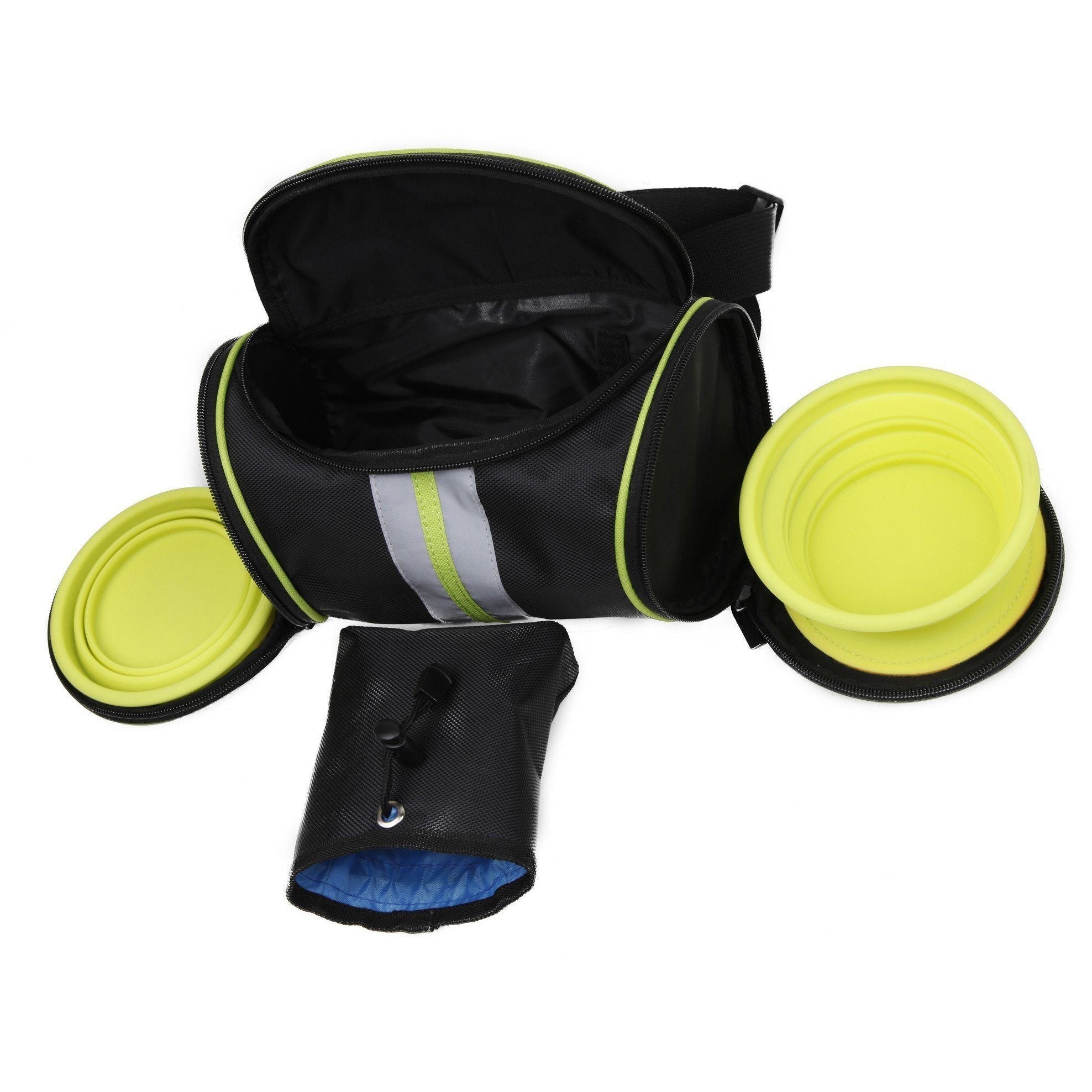 Pet Life ® Ultimate Hands Free Pet Belt with Dual - sided Bowl and Travel Pet Food storage container - PhishStones Products
