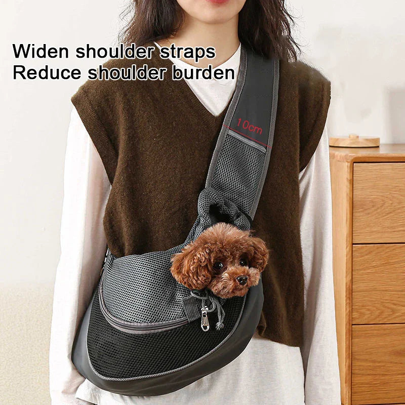 Pet Sling Carrier Shoulder Bag — Mesh Crossbody Travel Carrier for Small Dogs & Cats (S: up to 6.6 lb / 3 kg, L: up to 13.2 lb / 6 kg) - PhishStones Products