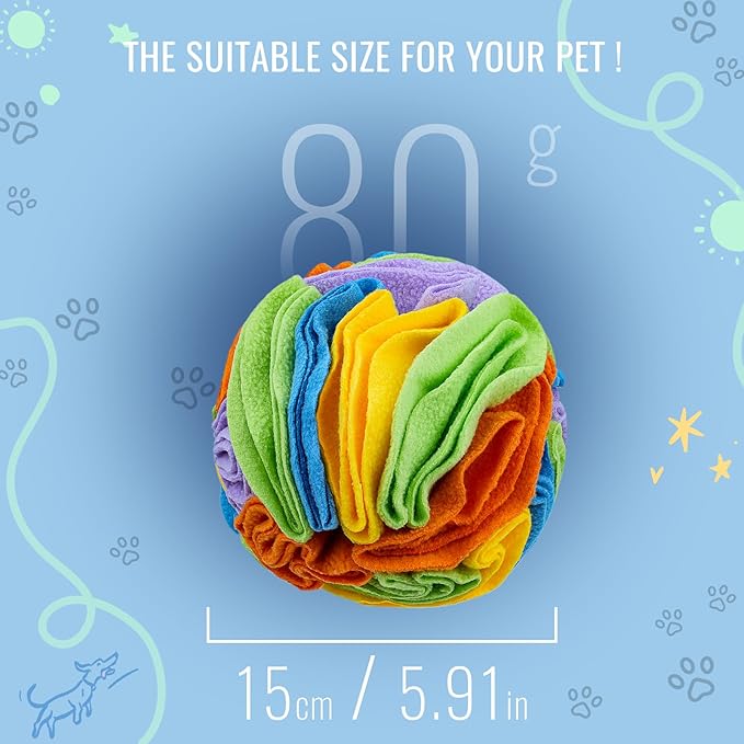Pet Snuffle Ball, Puzzle Sniffing Interactive Dog Ball for Blind Dogs Training Stress Relief Dog Enrichment Toys Treat Machine Washable (15cm, Sweet Purple) - PhishStones Products