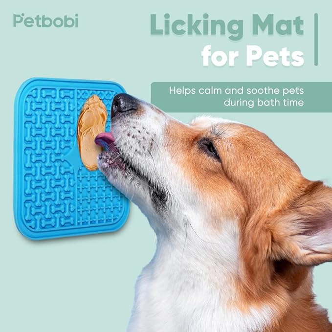 Petbobi Dog Bathing Tether with Heavy Suction Cup Lick Mat, Pet Grooming Tub Restraint Leash with Dog Scrubber for Bath, Adjustable Cat Fixed Safety Rope for Shower, Blowing, Trimming, Brushing Pet - PhishStones Products