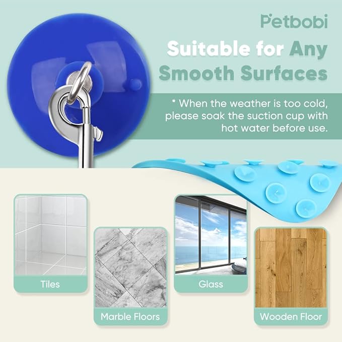 Petbobi Dog Bathing Tether with Heavy Suction Cup Lick Mat, Pet Grooming Tub Restraint Leash with Dog Scrubber for Bath, Adjustable Cat Fixed Safety Rope for Shower, Blowing, Trimming, Brushing Pet - PhishStones Products